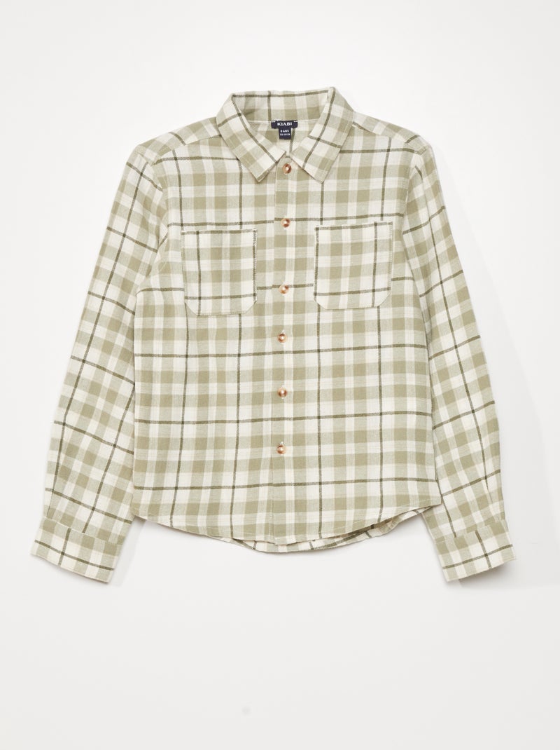 Camisa de cuadros de franela VERDE - Kiabi