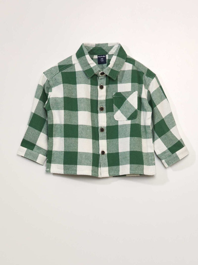 Camisa de cuadros de franela VERDE - Kiabi