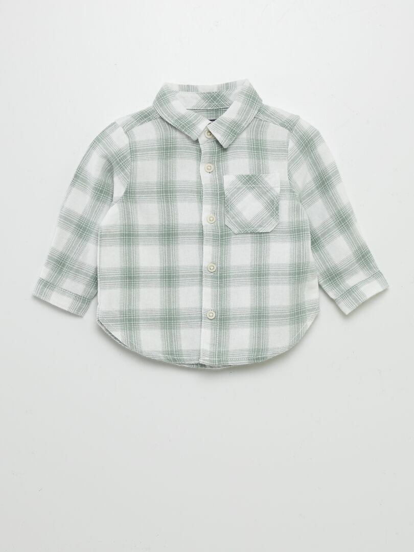 Camisa de cuadros de franela VERDE - Kiabi