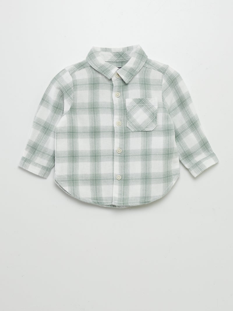 Camisa de cuadros de franela VERDE - Kiabi