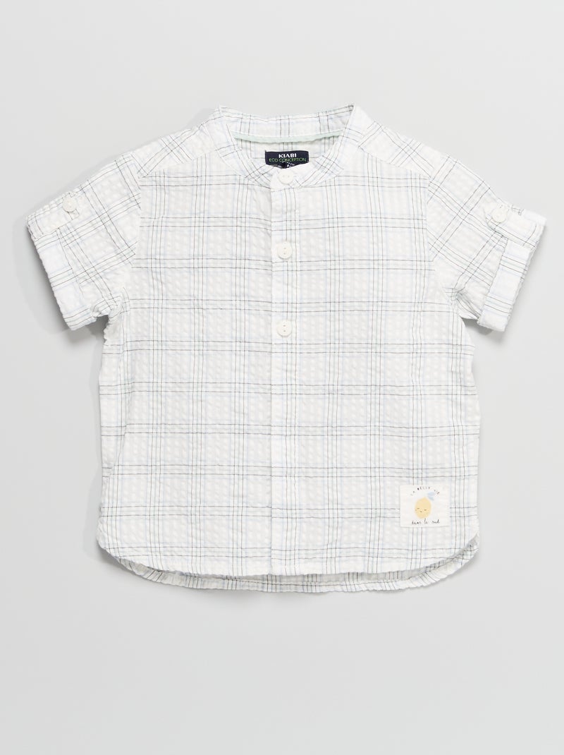 Camisa de cuadros de manga corta BLANCO - Kiabi