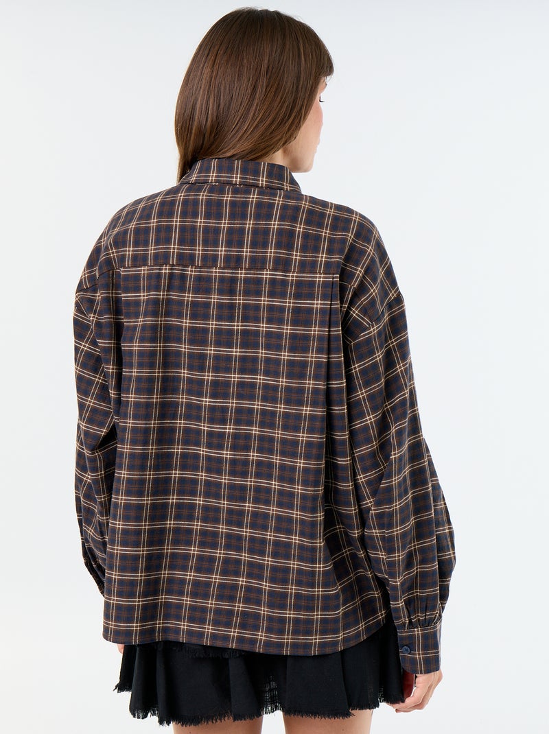 Camisa de cuadros de manga larga Azul - Kiabi