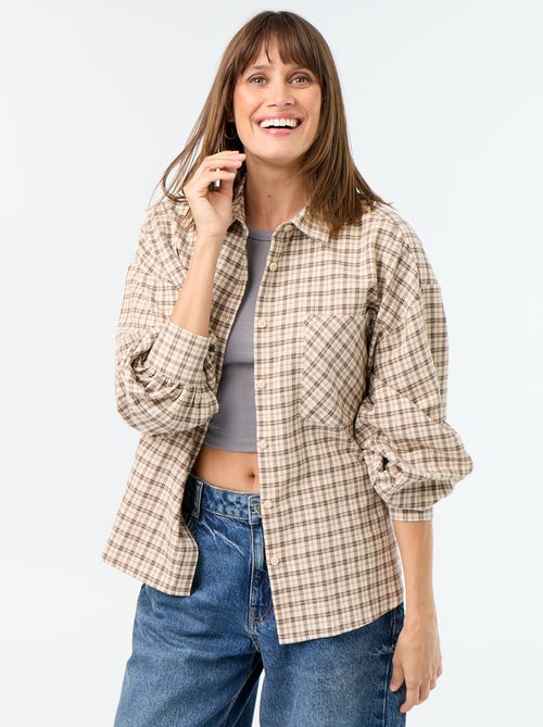 Camisa de cuadros de manga larga - Kiabi Camisa de cuadros de manga larga - Kiabi