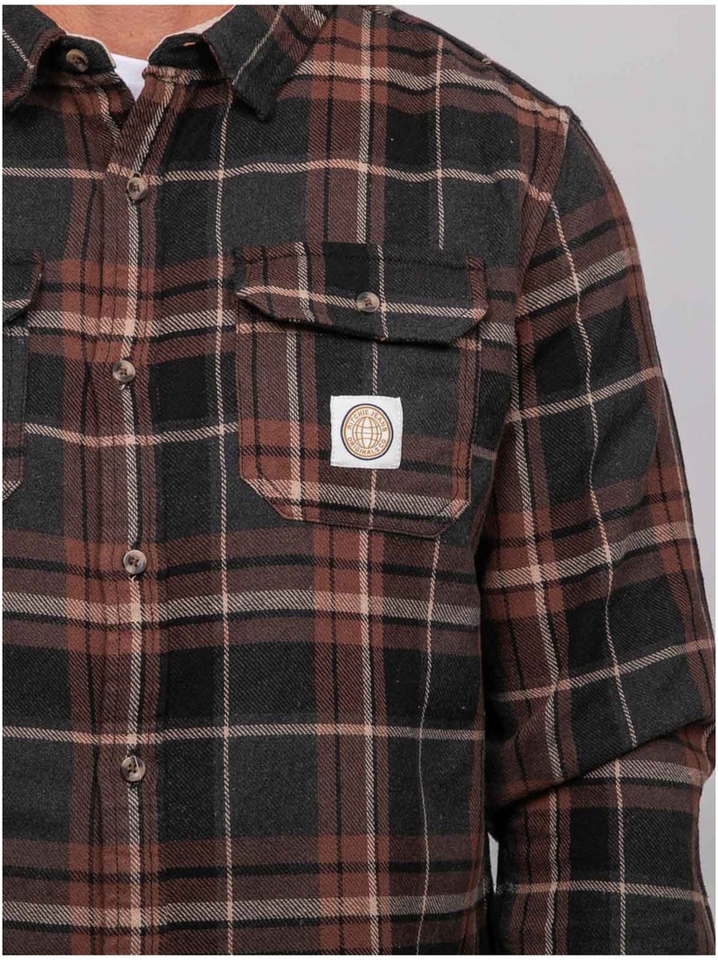 Camisa de cuadros de manga larga torilou Marrón - Kiabi