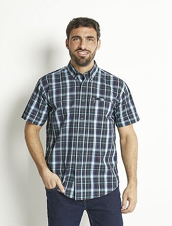 Camisa de cuadros de polialgodón de manga corta - Afibel