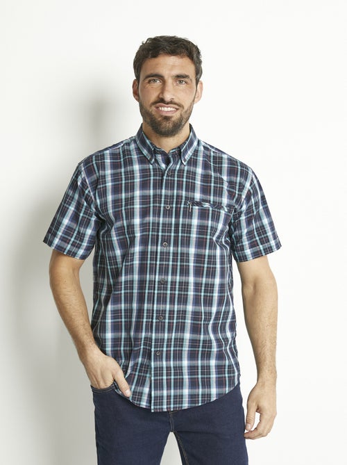 Camisa de cuadros de polialgodón de manga corta - Afibel - Kiabi