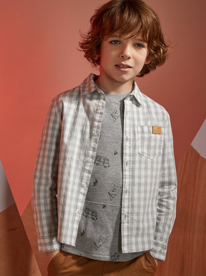 Camisa de cuadros GRIS - Kiabi