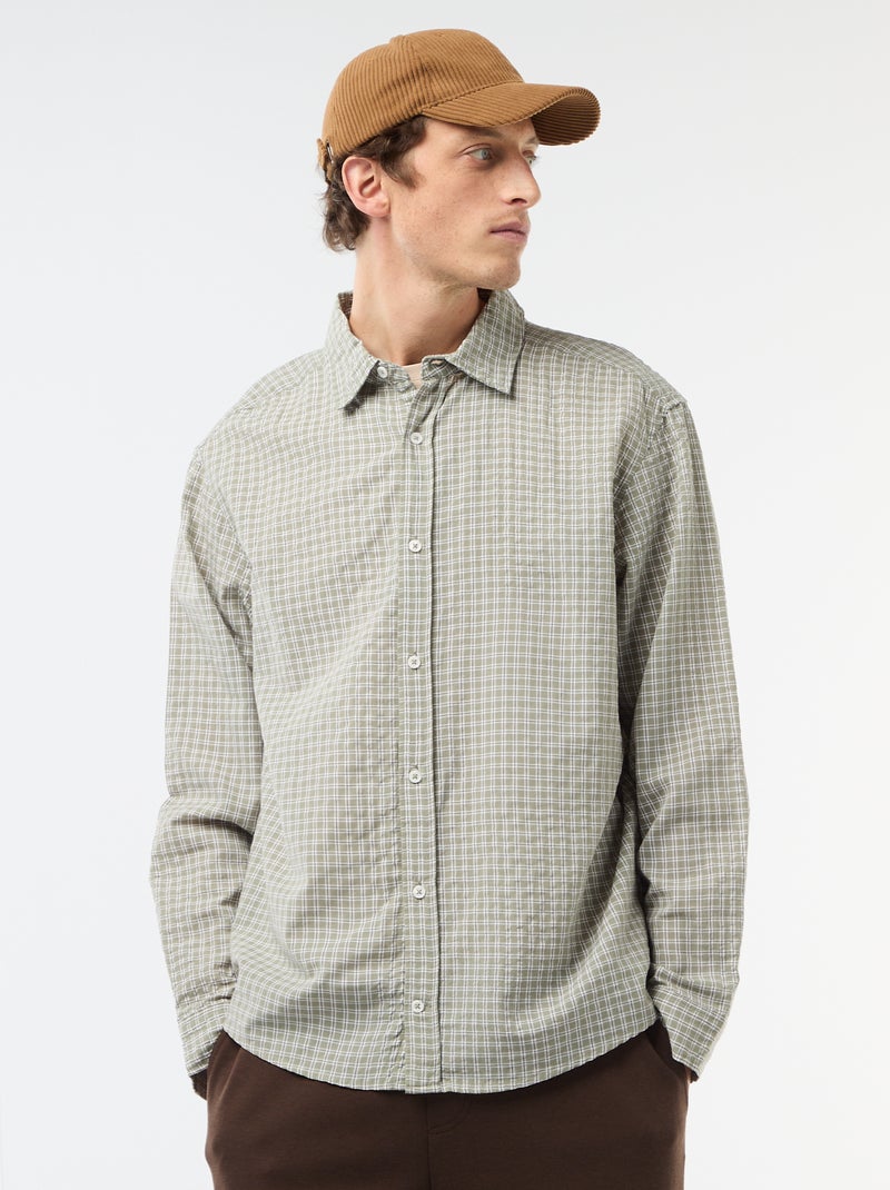 Camisa de cuadros Kaki - Kiabi