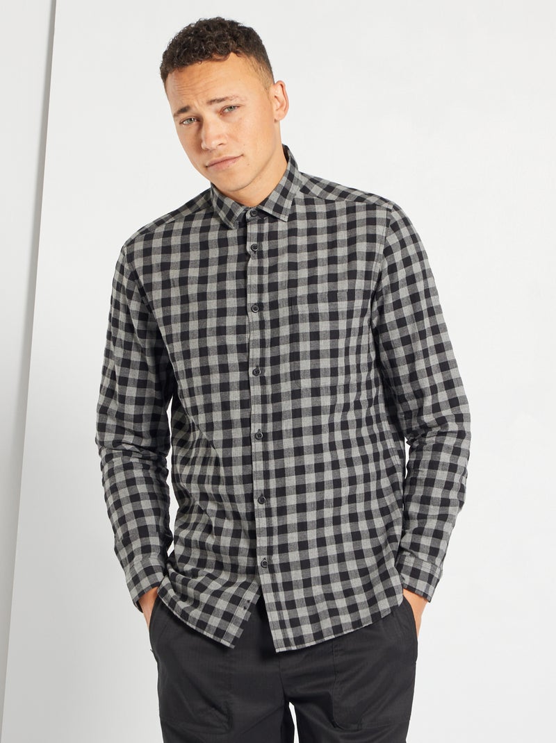 Camisa de cuadros NEGRO - Kiabi
