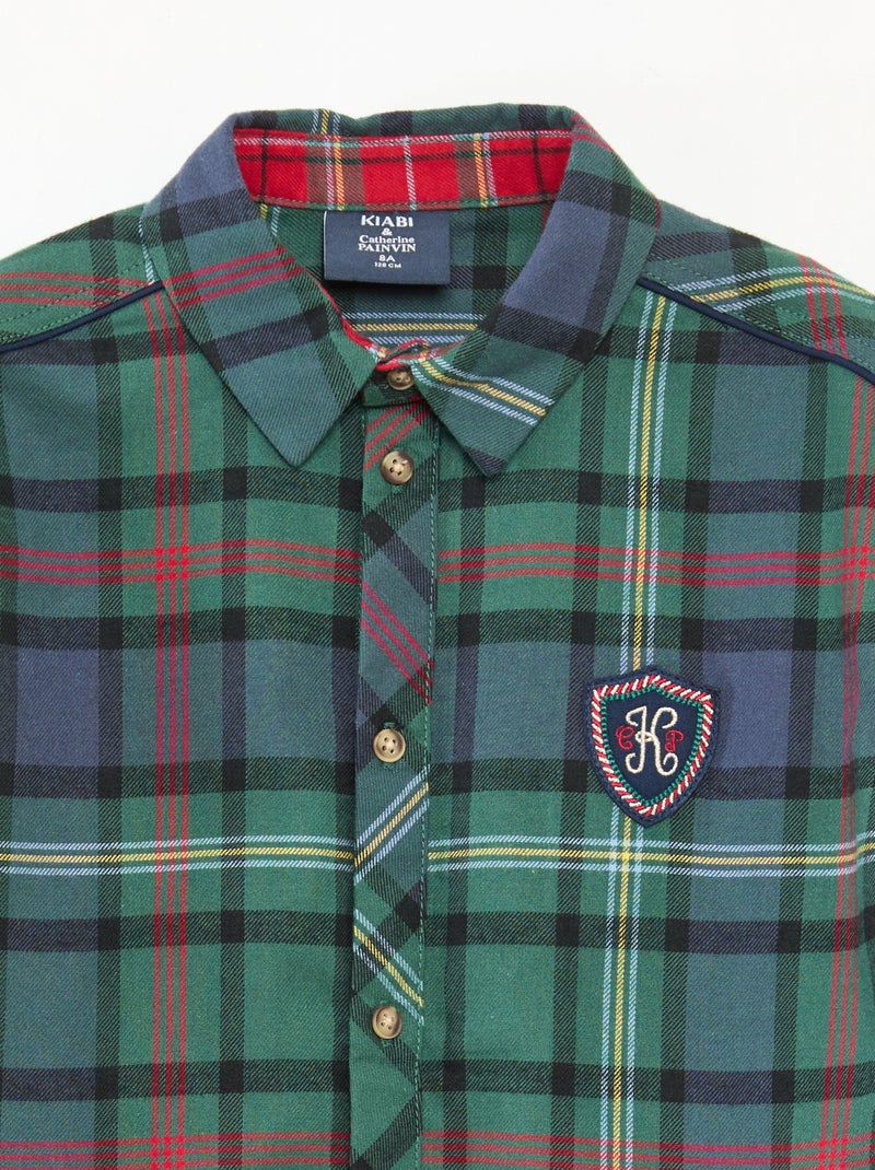 Camisa de cuadros regular de algodón Verde - Kiabi