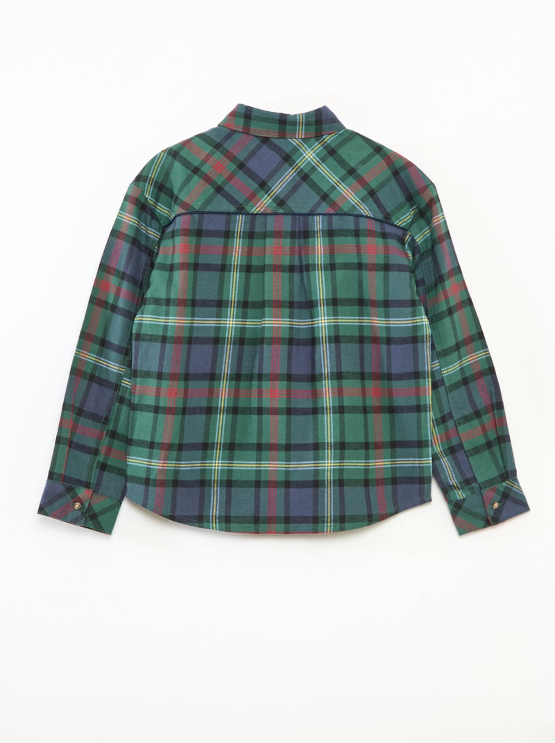 Camisa de cuadros regular de algodón Verde - Kiabi