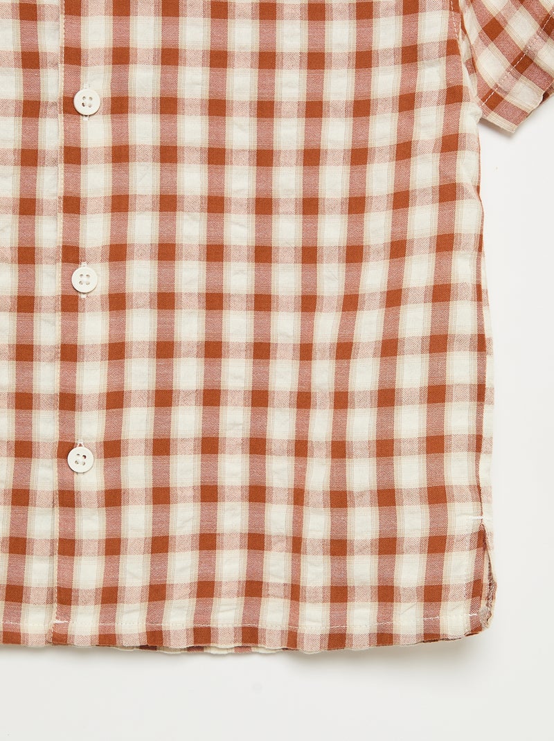 Camisa de cuadros y de manga corta Marron - Kiabi