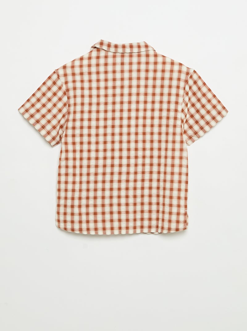 Camisa de cuadros y de manga corta Marron - Kiabi