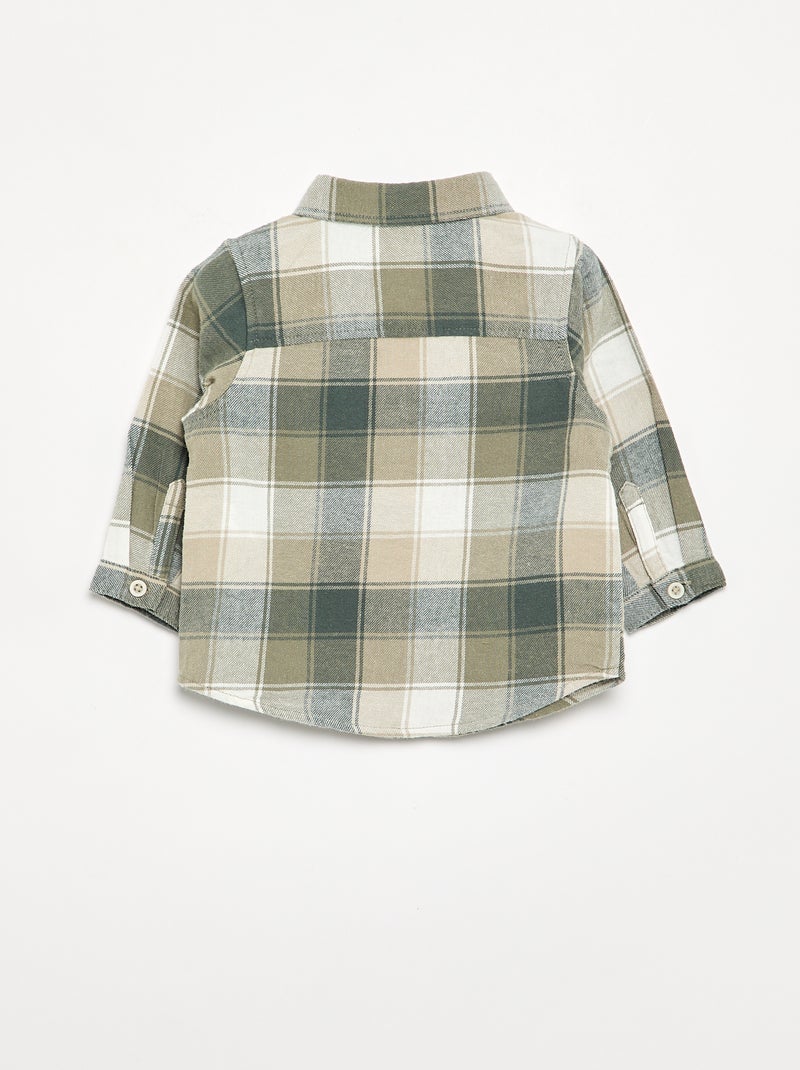 Camisa de cuadros y manga larga Verde - Kiabi