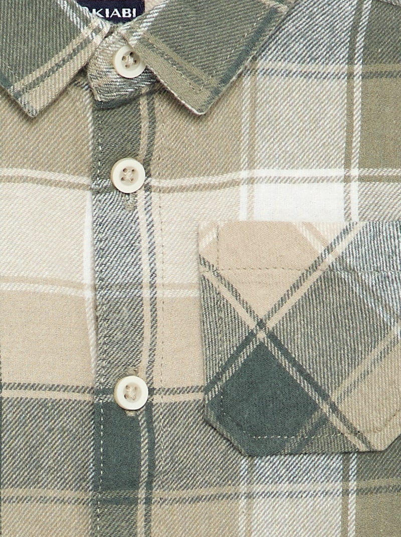 Camisa de cuadros y manga larga Verde - Kiabi