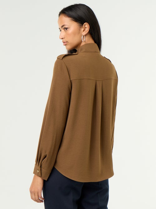 Camisa de cuello alto y canesú en los hombros - Kiabi