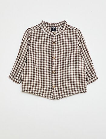 Camisa de cuello mao a cuadros