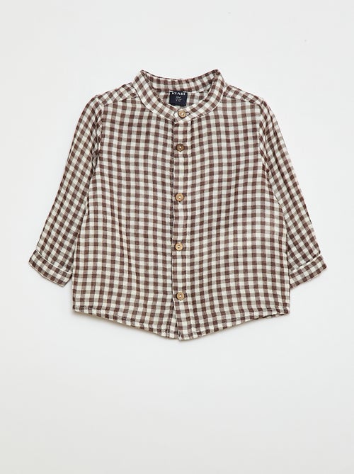 Camisa de cuello mao a cuadros - Kiabi