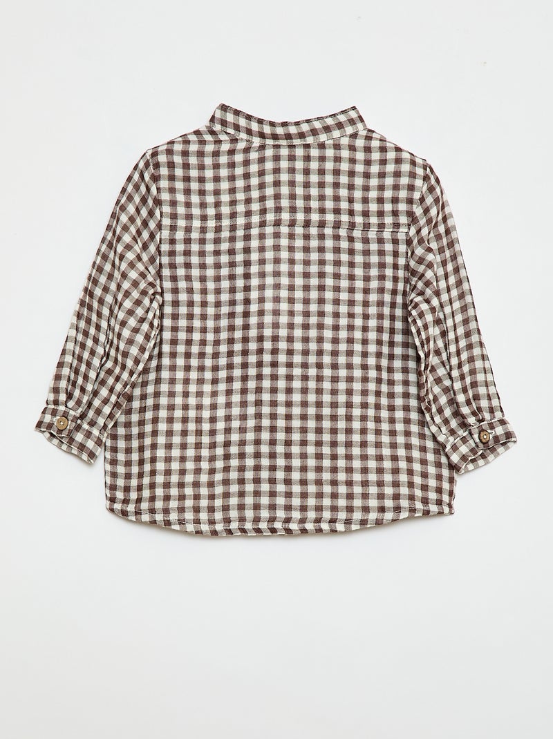 Camisa de cuello mao a cuadros Marron - Kiabi