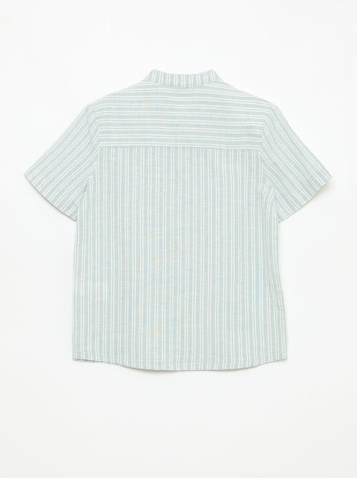 Camisa de cuello mao de manga corta en algodón y lino - Kiabi