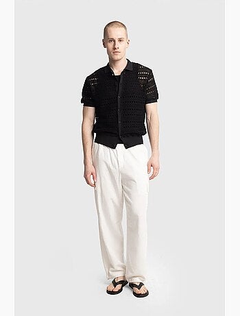 Camisa de cuello polo de punto texturizado con cierre de botones giesto