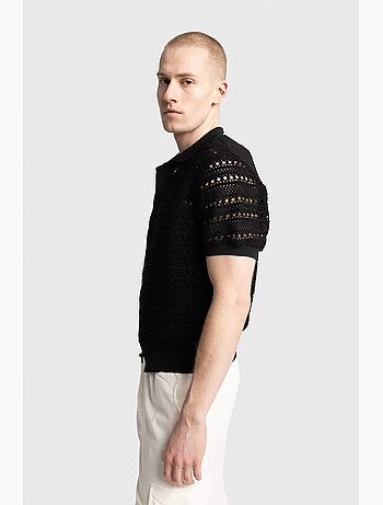 Camisa de cuello polo de punto texturizado con cierre de botones giesto