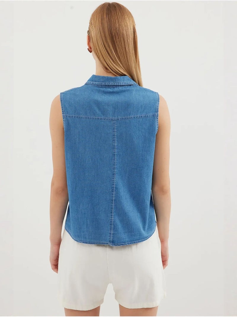 Camisa de denim de algodón sin mangas bdart Azul zafiro - Kiabi
