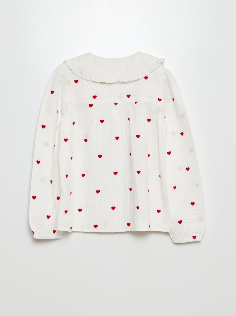 Camisa de doble gasa de algodón BLANCO - Kiabi