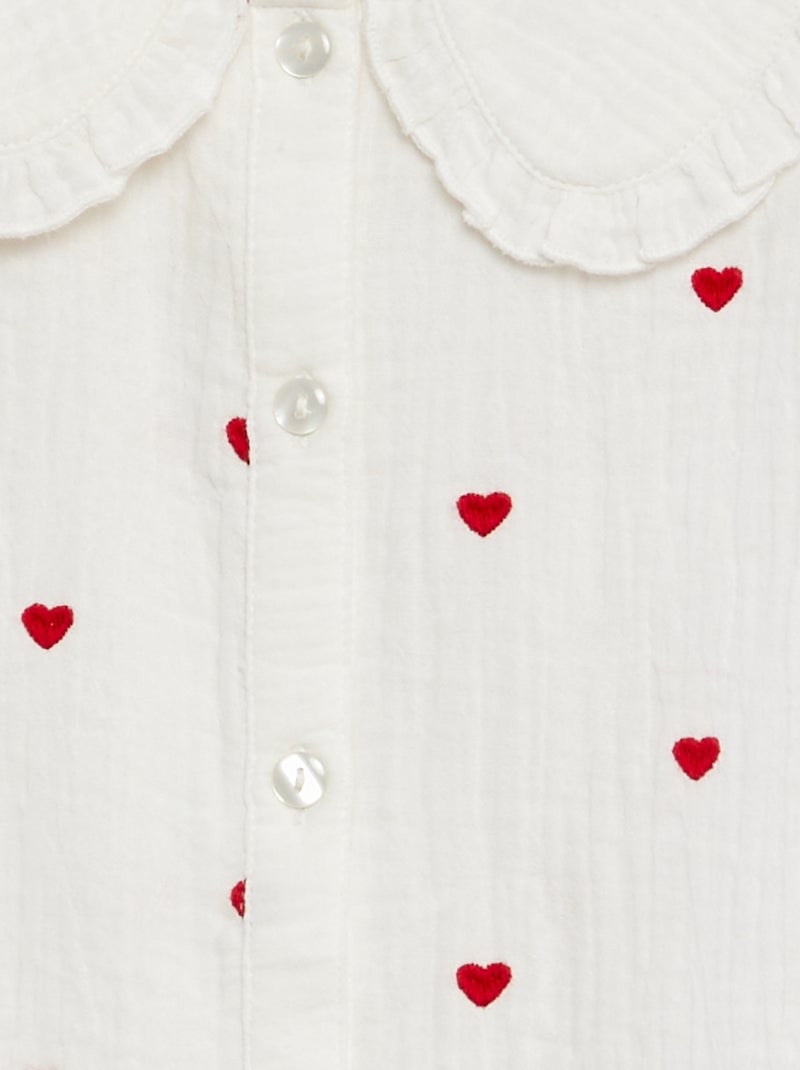 Camisa de doble gasa de algodón BLANCO - Kiabi