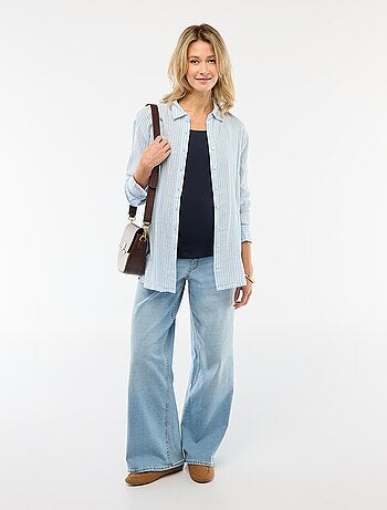 Camisa de embarazo de algodón a rayas