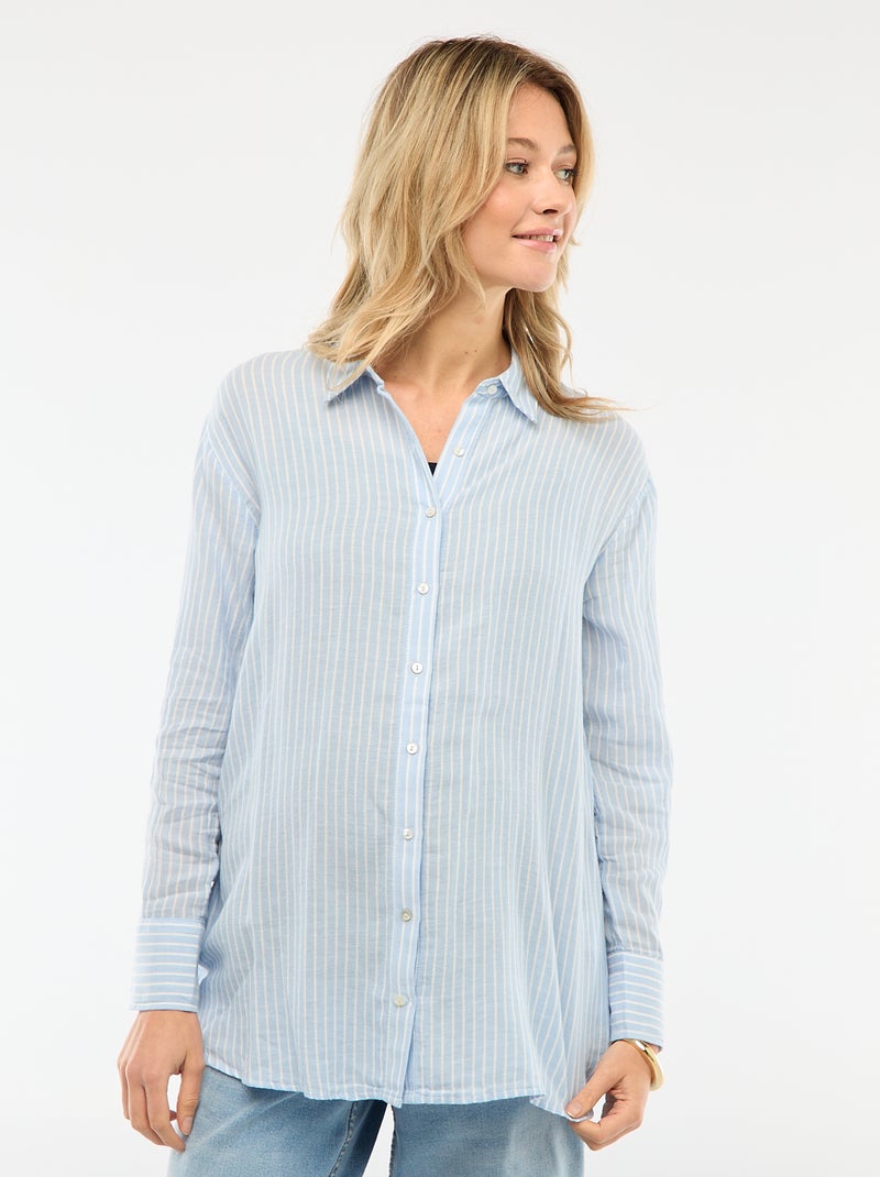 Camisa de embarazo de algodón a rayas Azul - Kiabi