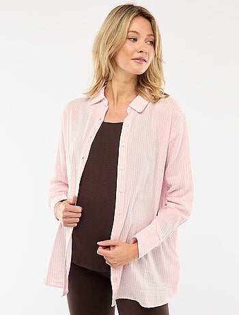 Camisa de embarazo de algodón a rayas