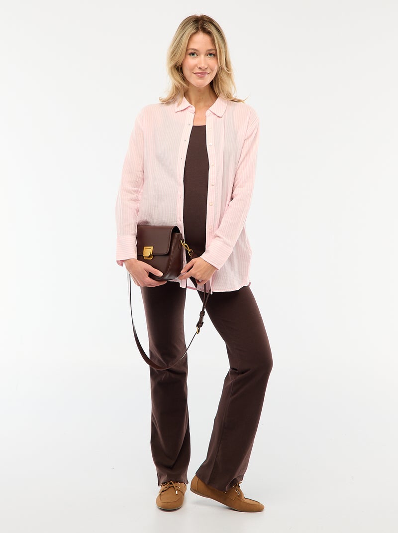 Camisa de embarazo de algodón a rayas Rosa - Kiabi