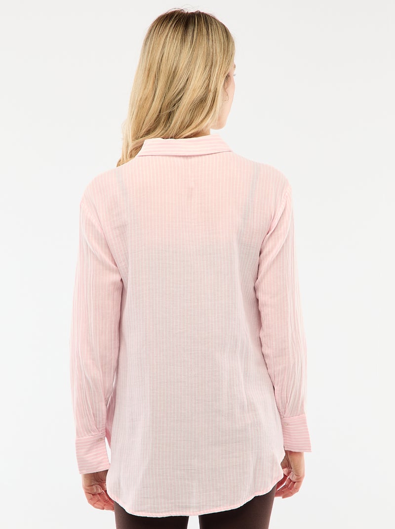 Camisa de embarazo de algodón a rayas Rosa - Kiabi