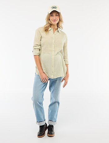 Camisa de embarazo de algodón a rayas