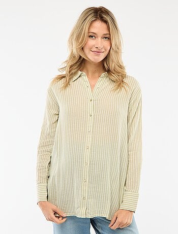 Camisa de embarazo de algodón a rayas