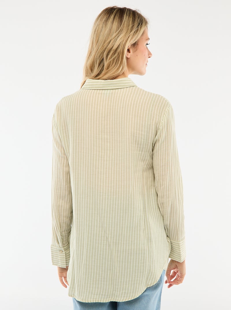 Camisa de embarazo de algodón a rayas Verde - Kiabi