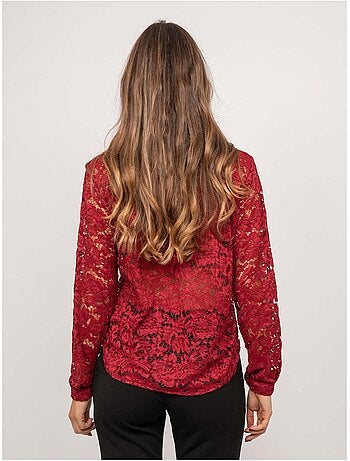 Camisa de encaje floral transparente olirose