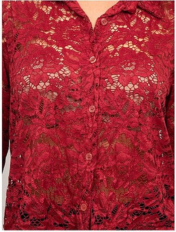 Camisa de encaje floral transparente olirose