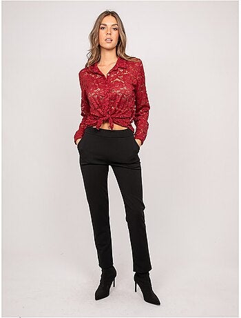 Camisa de encaje floral transparente olirose