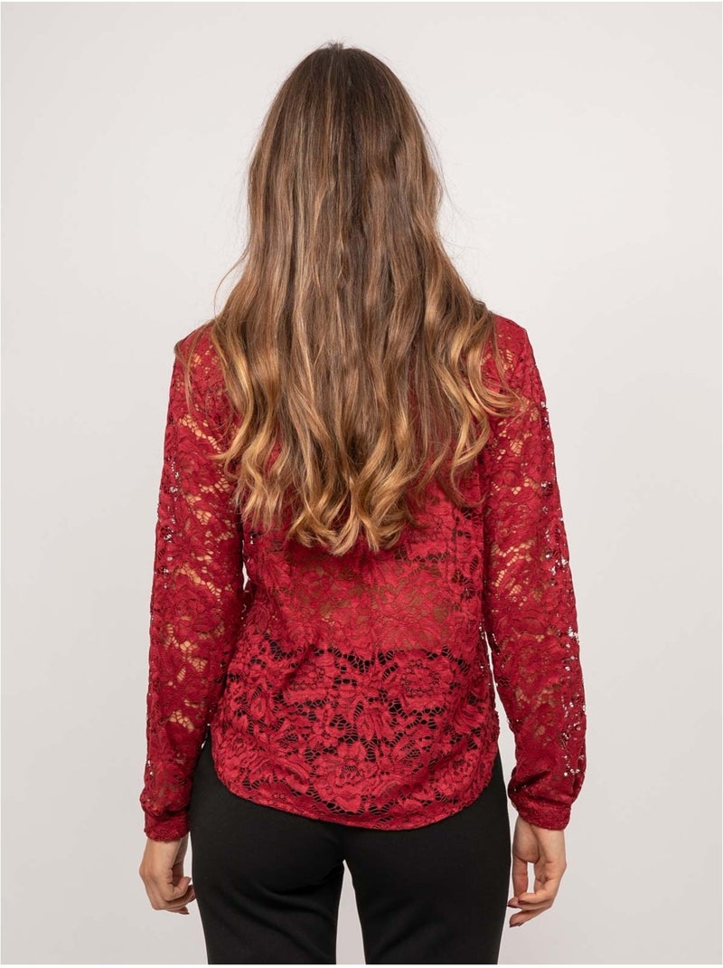 Camisa de encaje floral transparente olirose Burdeos - Kiabi