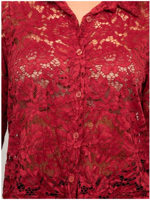 Camisa de encaje floral transparente olirose - Kiabi
