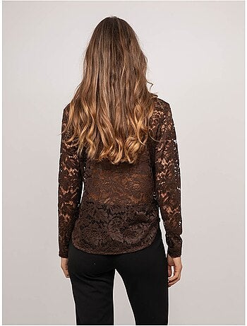 Camisa de encaje floral transparente olirose