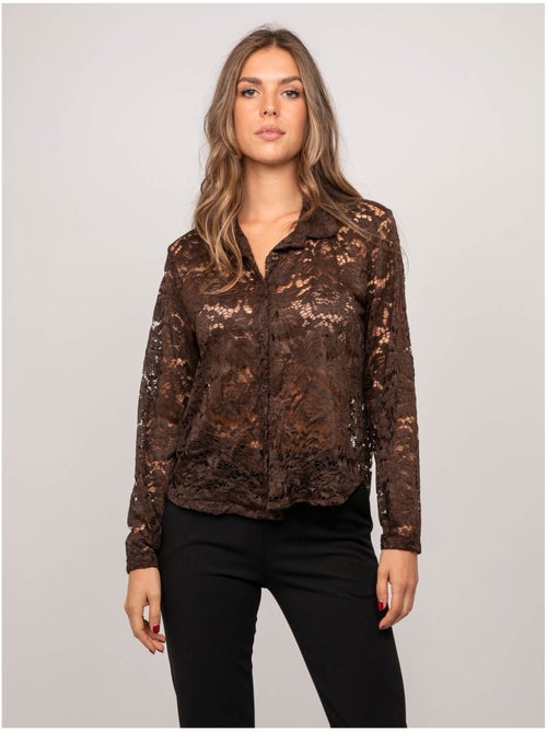 Camisa de encaje floral transparente olirose - Kiabi