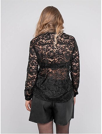 Camisa de encaje floral transparente olirose