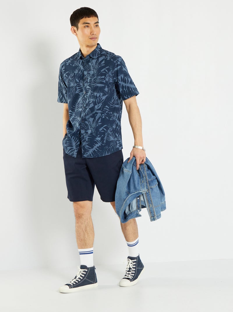 Camisa de flores de manga corta AZUL - Kiabi