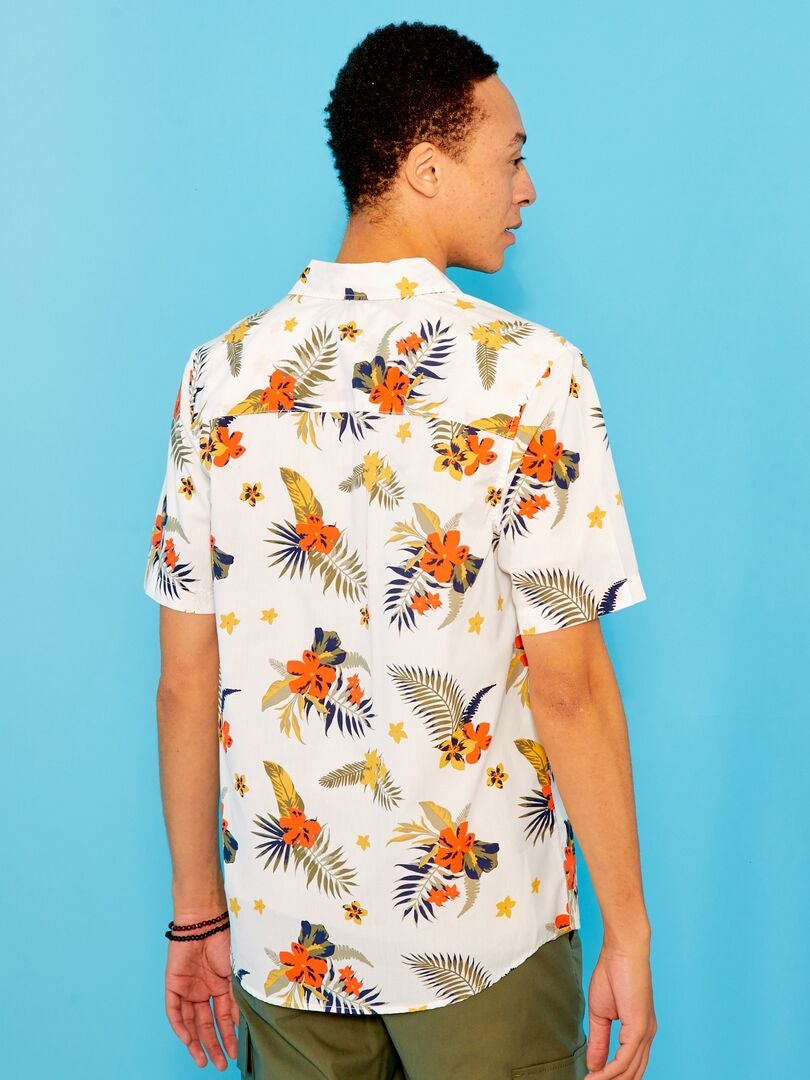 Camisa de flores de manga corta BLANCO - Kiabi