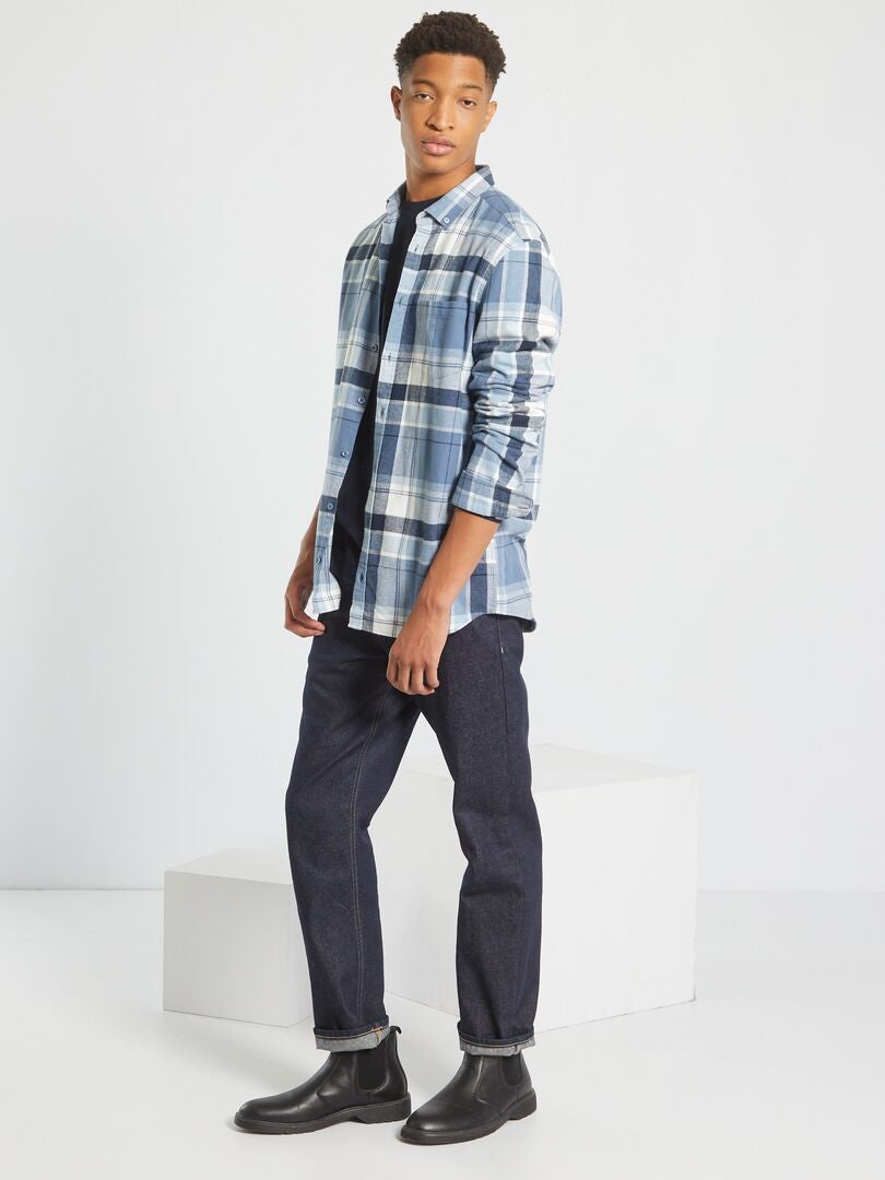 Camisa de franela a cuadros +1,90 m AZUL - Kiabi