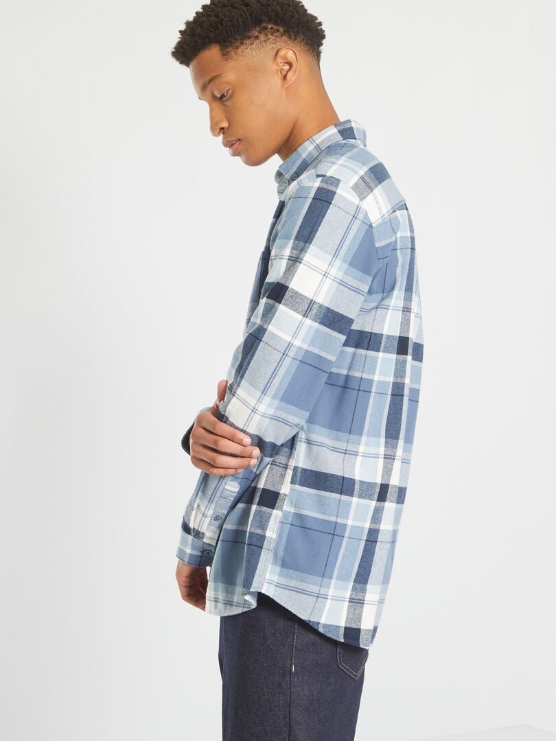 Camisa de franela a cuadros +1,90 m AZUL - Kiabi