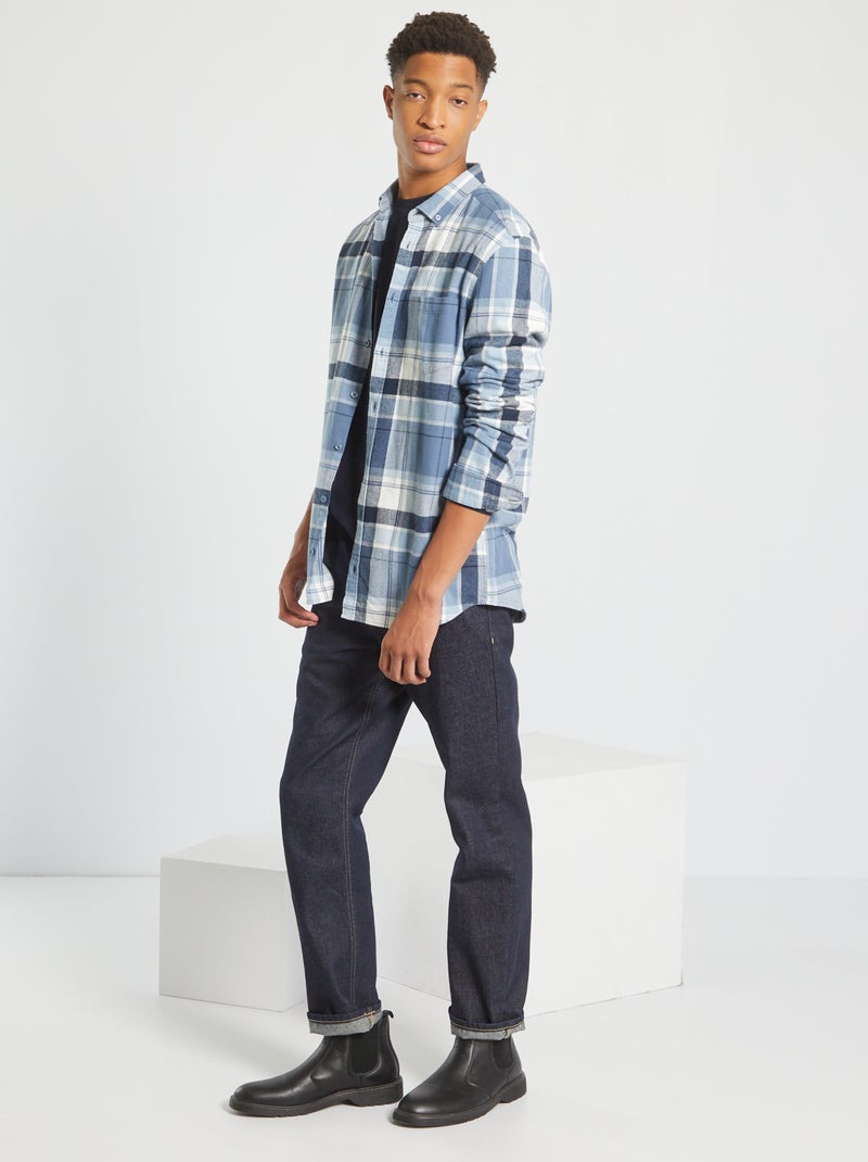 Camisa de franela a cuadros +1,90 m AZUL - Kiabi